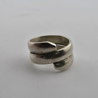 Vintage Mexico 925 Sterling Silver Wrap Ring Size 7 Modernist Coil Band 1m34 Mcm