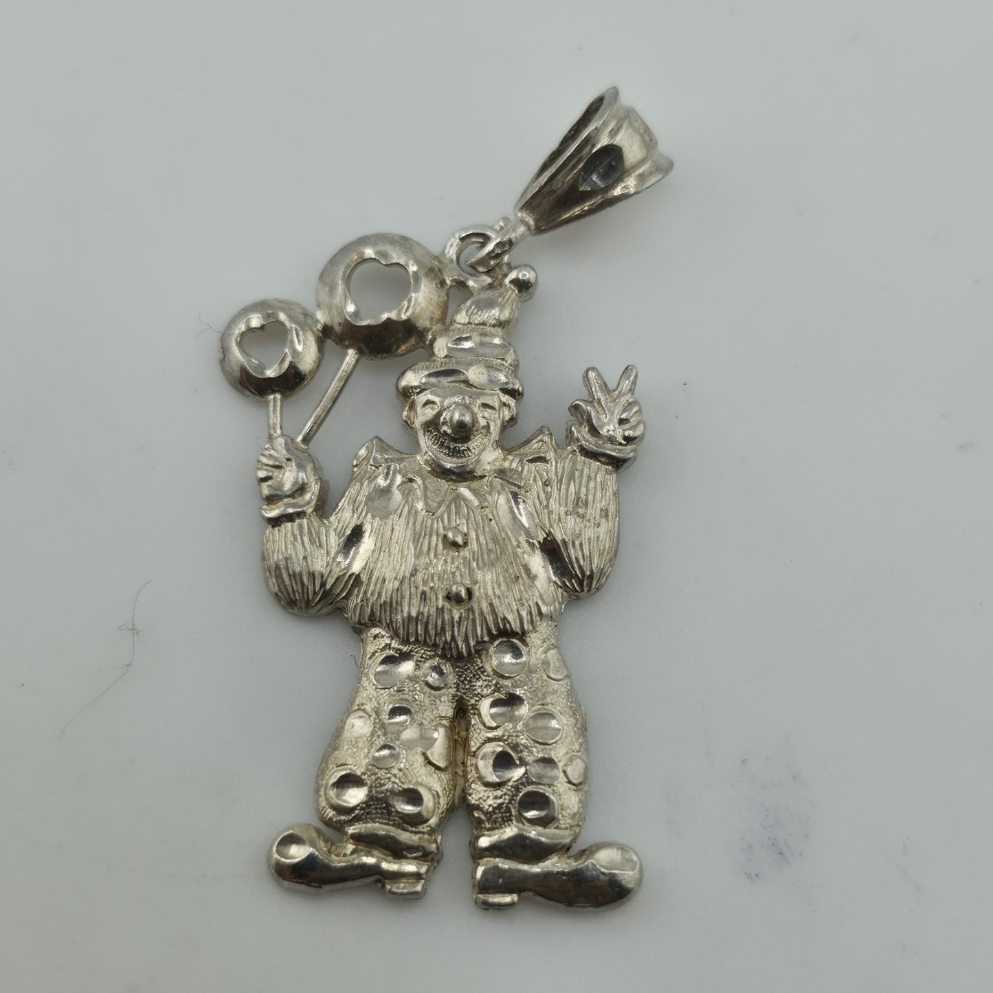 Vintage Sterling Silver 925 Clown Pendant Charm Balloons Jester Circus 4g