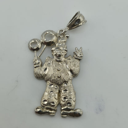 Vintage Sterling Silver 925 Clown Pendant Charm Balloons Jester Circus 4g