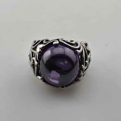 PANDORA Regal Dazzling Beauty Purple CZ Cabochon Sterling Silver Ring Sz 6