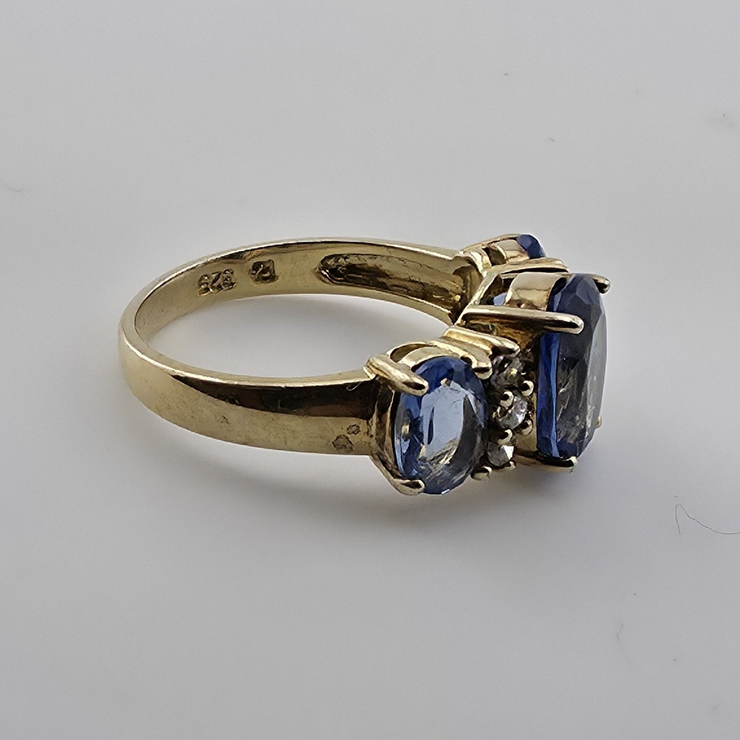 Bella LuceBlue And White Cubic Zirconia 18K Yellow Gold Over Sterling Silver 8