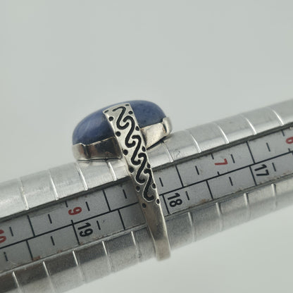 Vintage 925 Sterling Silver Sodalite Cabochon Statement Ring Size 8 Jewelry