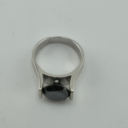 2.5 Ct Black Color Solitaire Moissanite Engagement Ring Sterling Silver Size 7