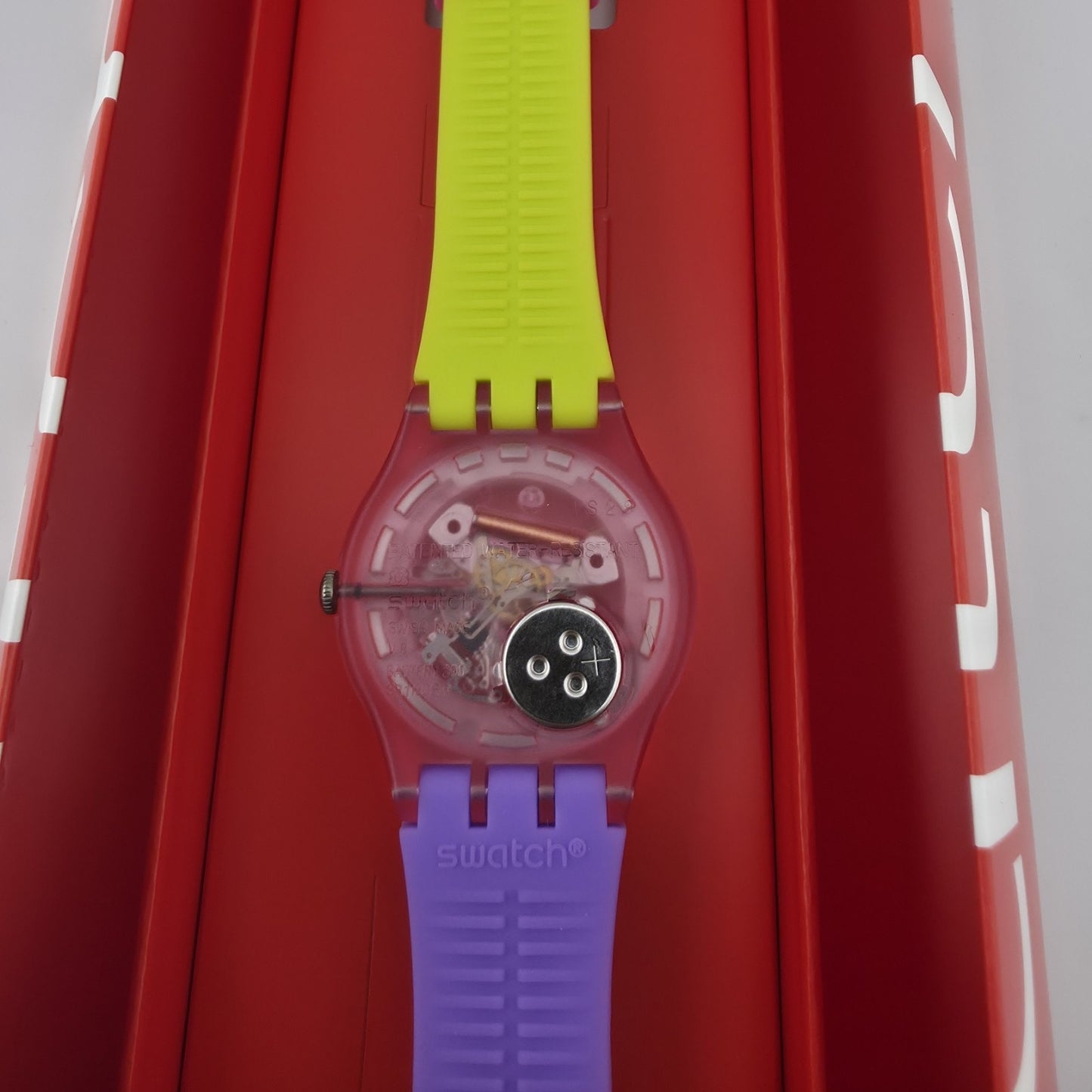 Swatch Dip In Color SUOP103 New Gent Watch Yellow Purple Pink New BoxColorful