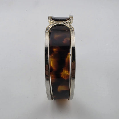 Sophie Tortoise Rhinestone Bangle Cuff Watch Gold Tone New Battery Size 6