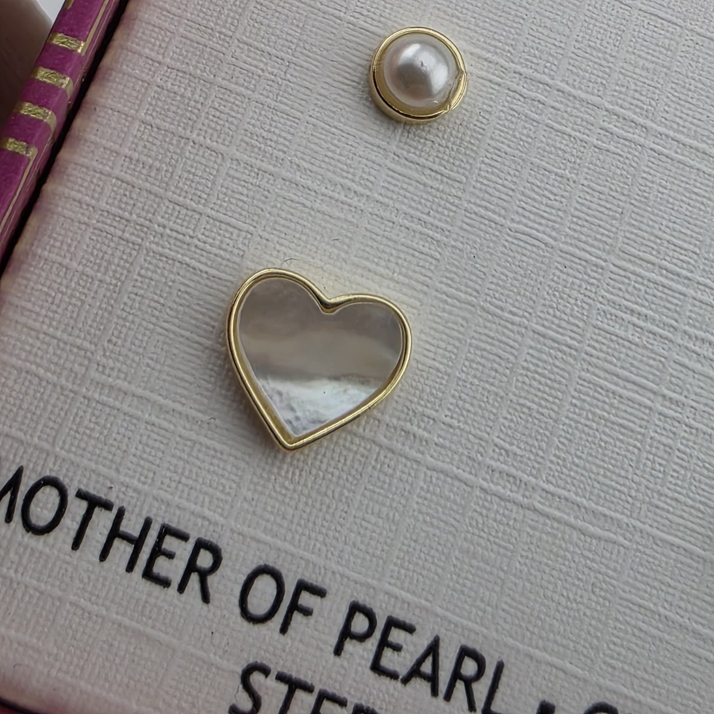 Addison Blvd Sterling Silver Stud Earrings Set CZ Pearl MOP Heart Gold Tone New