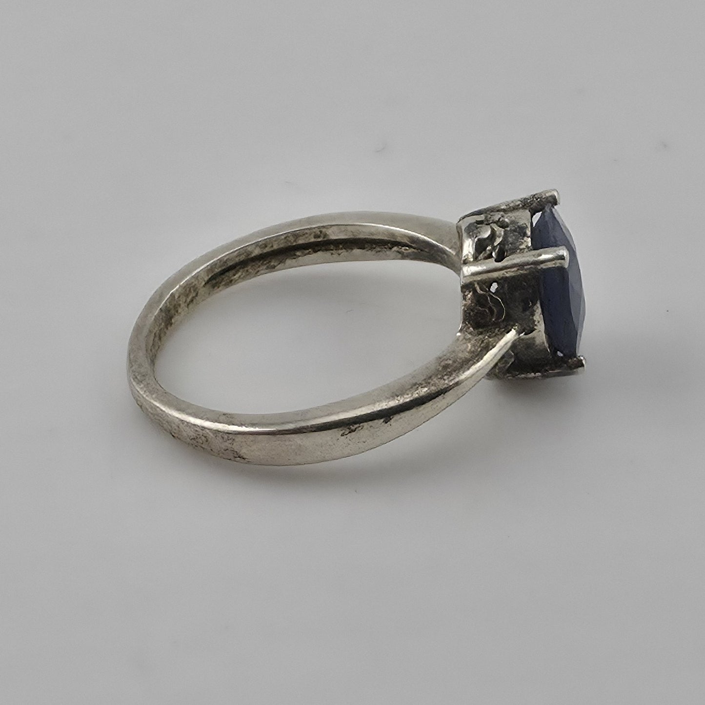 Vintage Sterling Silver Blue Stone Ring Size 6.25 Oval Cabochon Jewelry