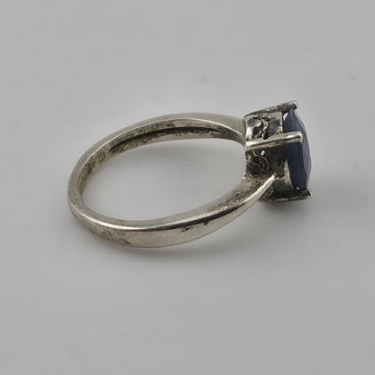 Vintage Sterling Silver Blue Stone Ring Size 6.25 Oval Cabochon Jewelry