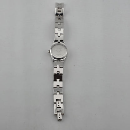 Vintage Roxy RX1090 Pink Dial Rhinestone Quartz Watch Womens Stainless Steel