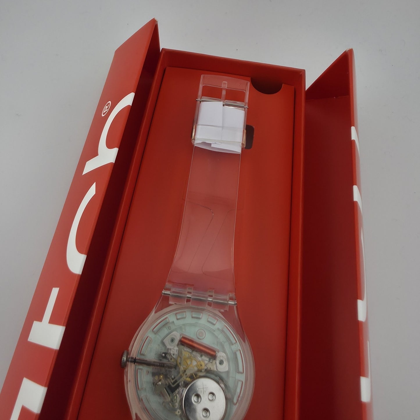 Swatch Vitamine Boost SUOK115 Orange Slice Clear Watch New in Box Swiss