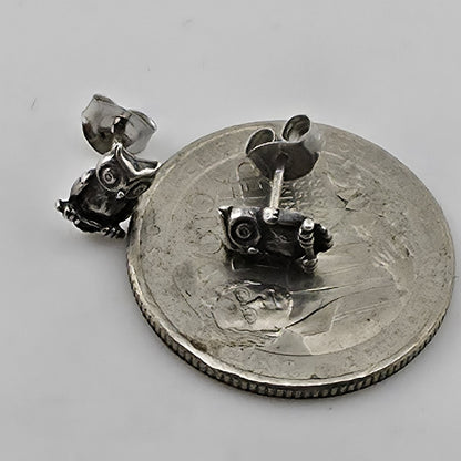 Vintage Sterling Silver Owl Stud Earrings 925 Tiny Bird Animal Jewelry