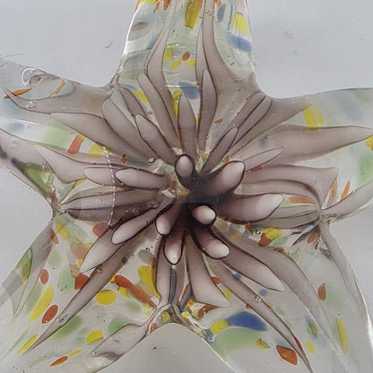 Art Glass Starfish Pendant Clear Multicolor Hand Blown Glass Decor Jewelry