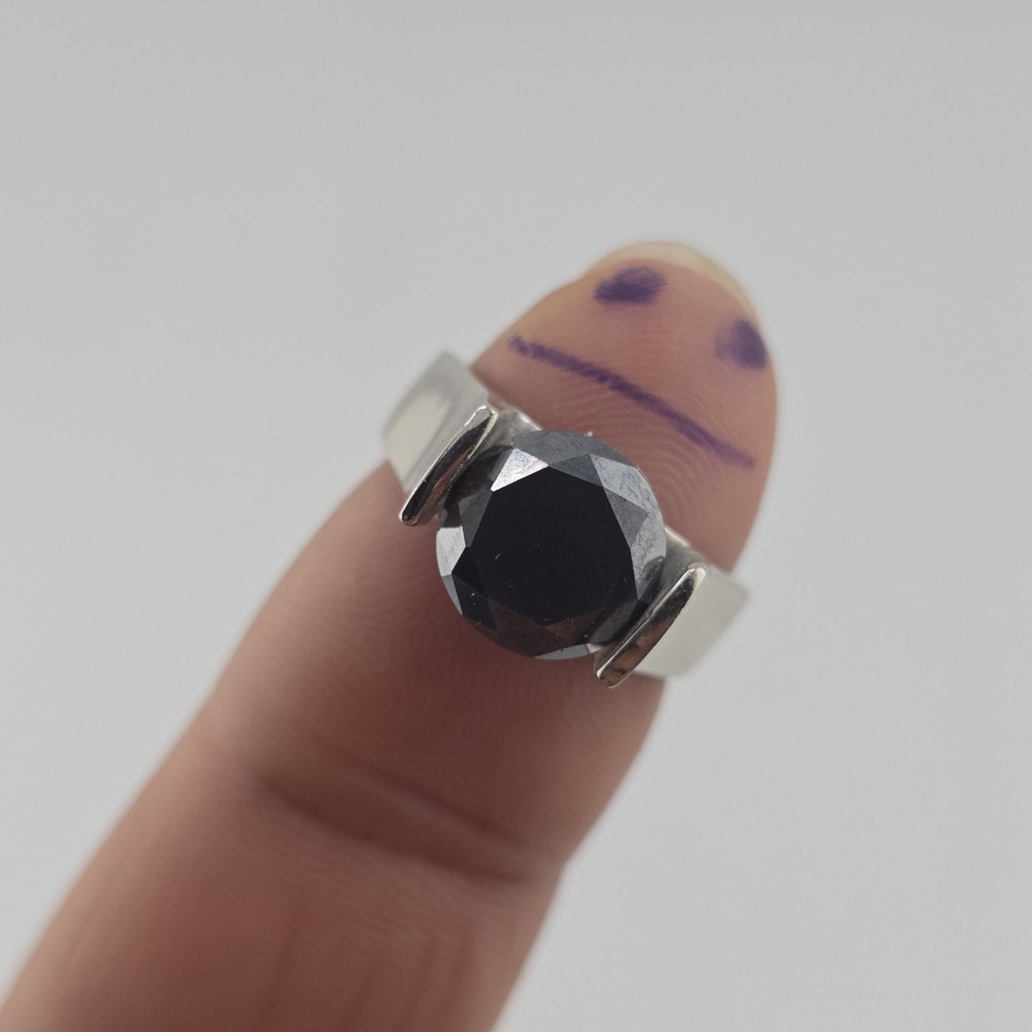 2.5 Ct Black Color Solitaire Moissanite Engagement Ring Sterling Silver Size 7