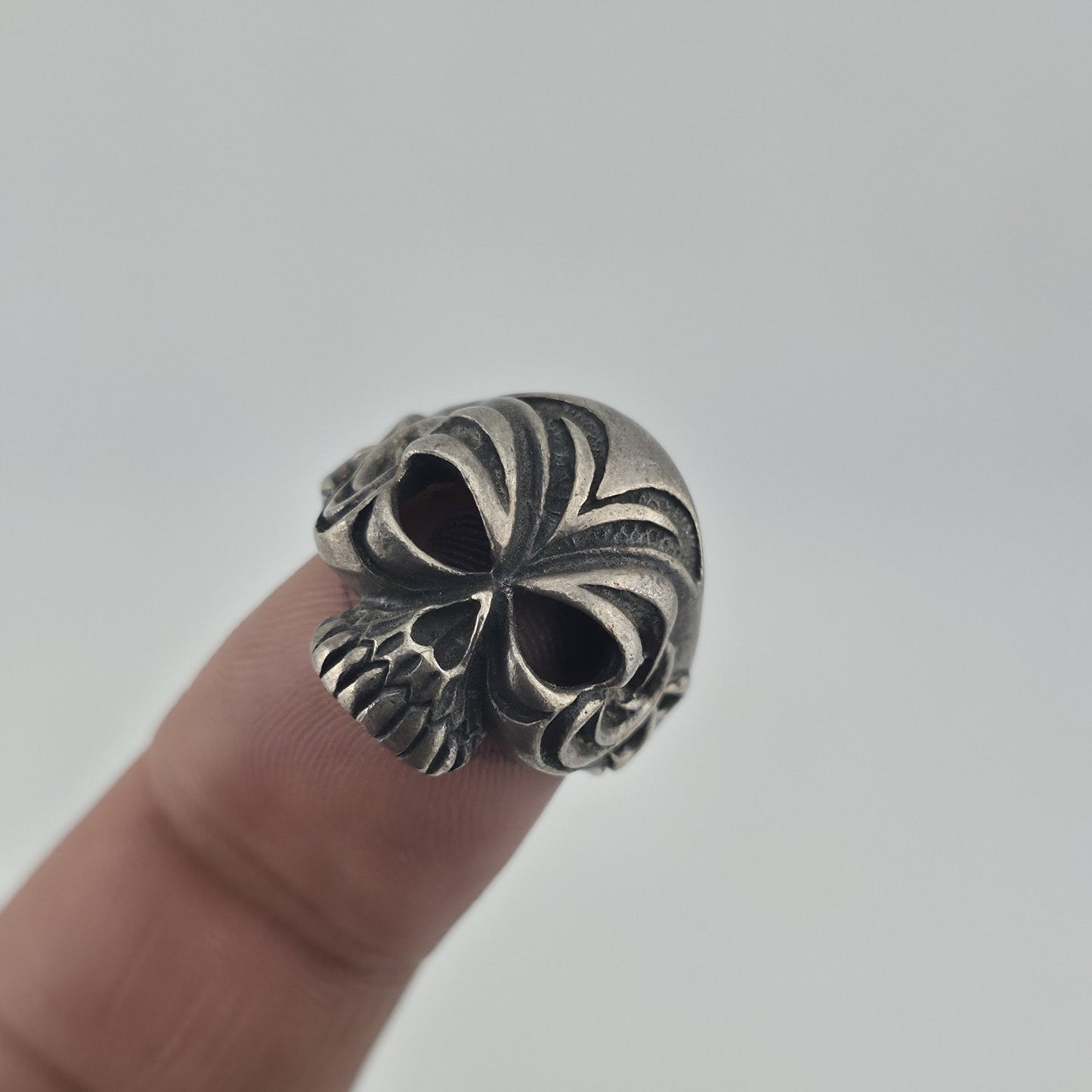 925 Sterling Silver Tribal Skull Ring Gothic Biker Heavy Mens Size 8