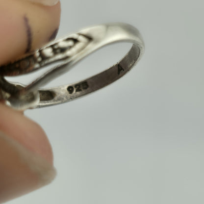 Vintage Avon Sterling Silver 925 Black Stone Ring Marquise Size 7.25