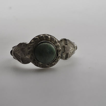 Vintage Mid Century Sterling Silver Turquoise Baby Ring Size 2.75 Petite Pinky
