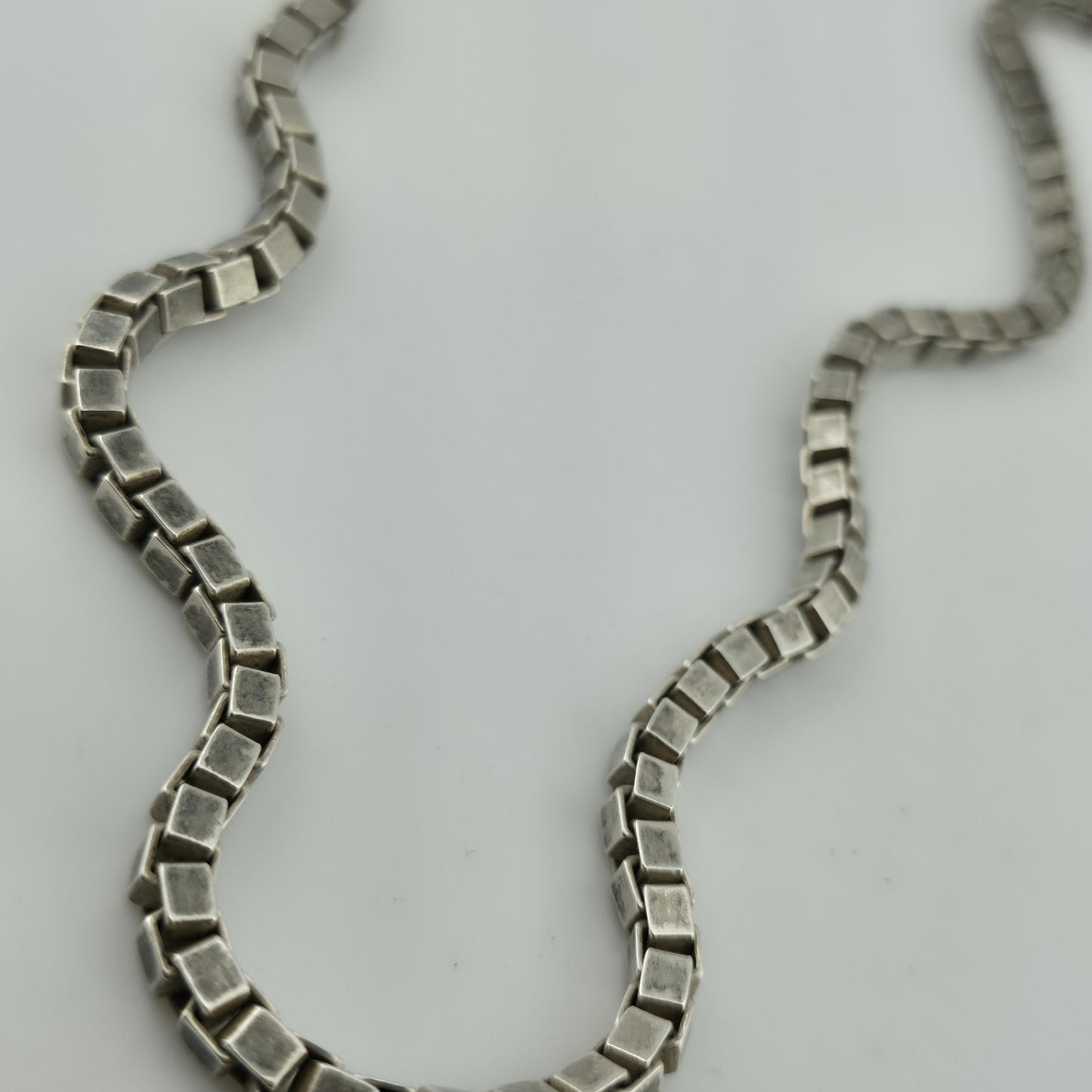 Sterling Silver 925 Box Chain Necklace 24” 4.4mm 65.4g Vintage Italy Patina