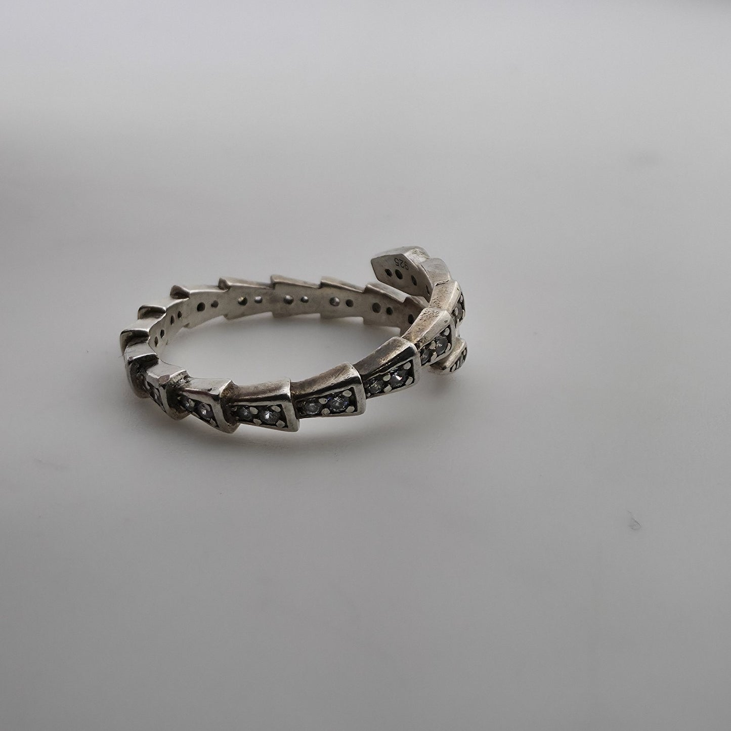Sterling Silver Adjustable Ring with Pave Accents Missing Stones Size 7 Jewelry