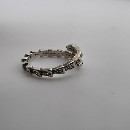 Sterling Silver Adjustable Ring with Pave Accents Missing Stones Size 7 Jewelry