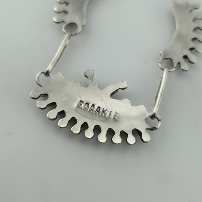 Vintage EDDAKIE Sterling Silver Turquoise Necklace Native American 14” 12g Zuni