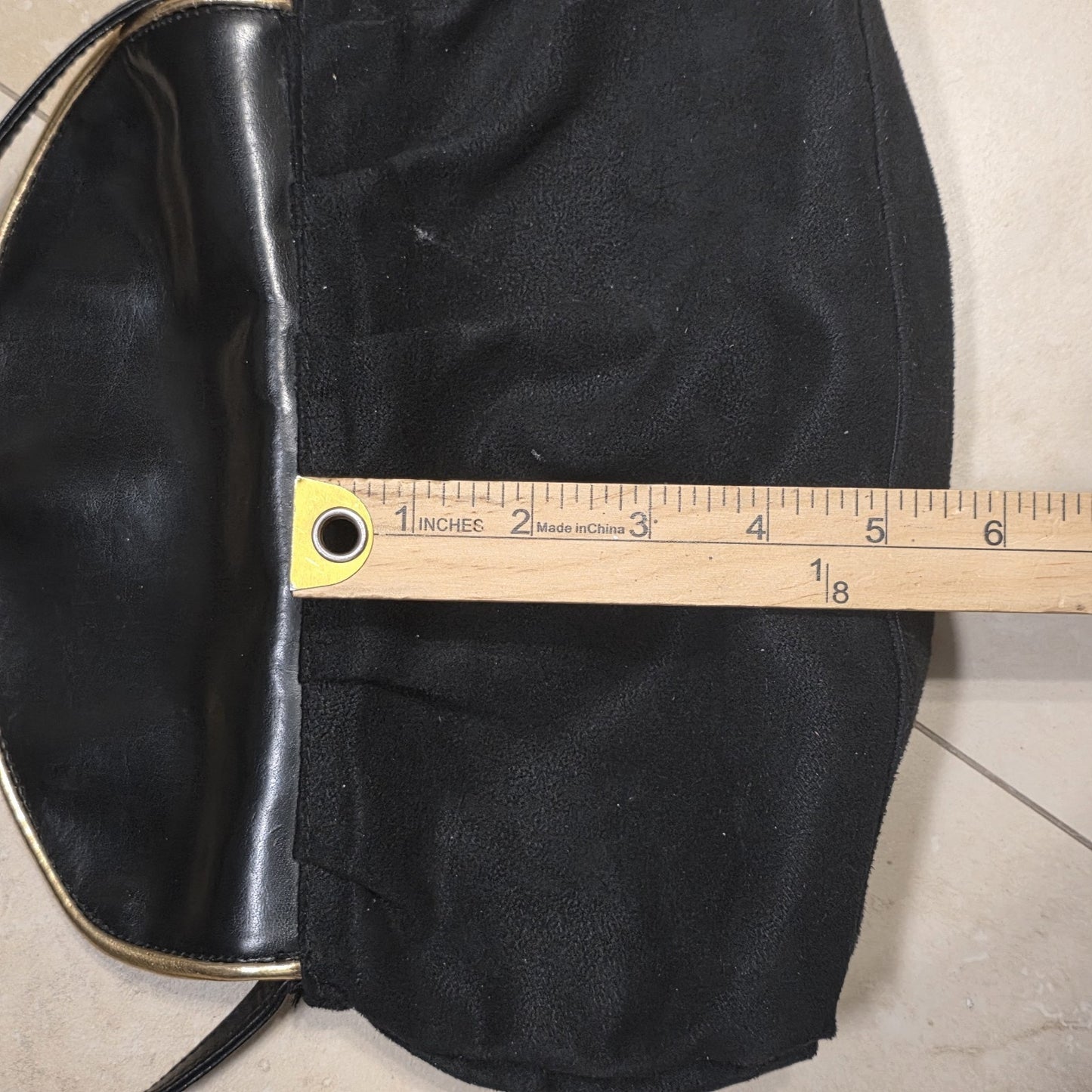 Victoria’s Secret Black Ruffle Shoulder Bag Gold Trim Y2K Clutch Purse Vintage
