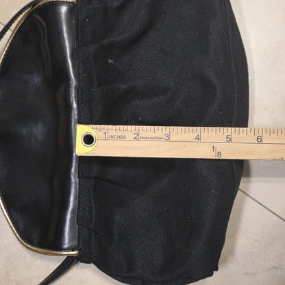 Victoria’s Secret Black Ruffle Shoulder Bag Gold Trim Y2K Clutch Purse Vintage