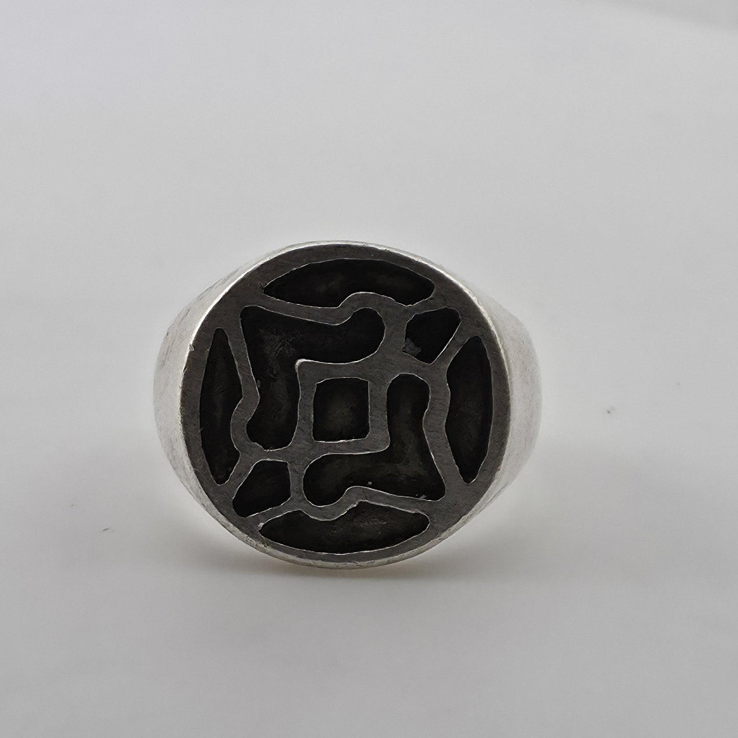 Vintage Sterling Silver Modernist Ring Mid-Century Size 8 Abstract