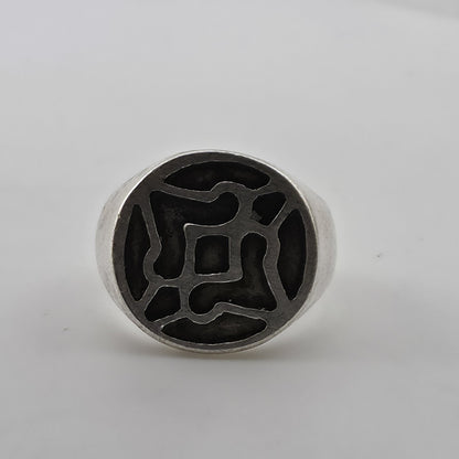 Vintage Sterling Silver Modernist Ring Mid-Century Size 8 Abstract