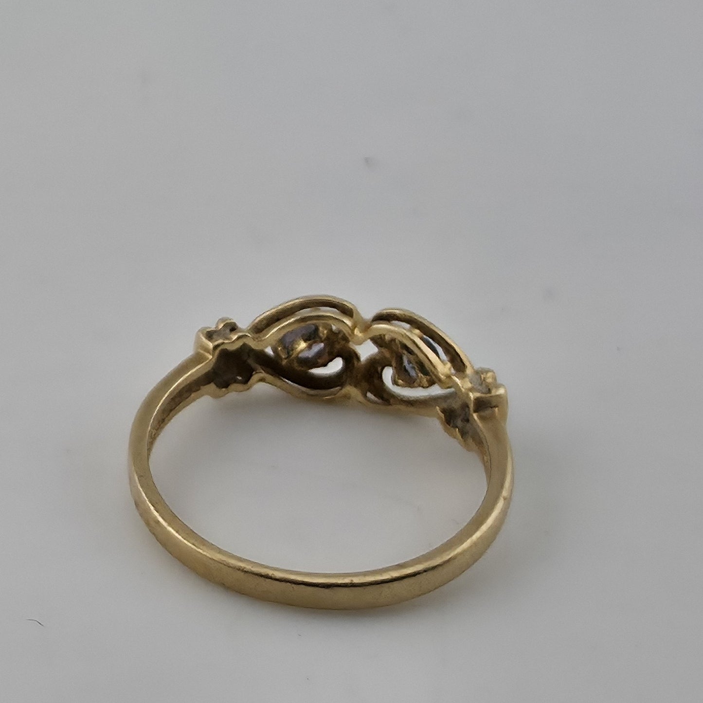 10K Yellow Gold Heart Ring Amethyst Purple Stones Vintage Size 6.75