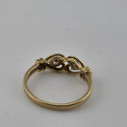 10K Yellow Gold Heart Ring Amethyst Purple Stones Vintage Size 6.75