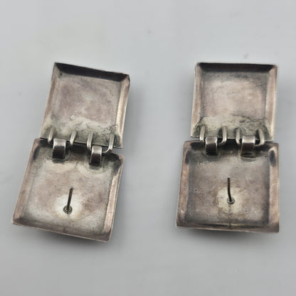 Vintage Taxco Mexico 925 Sterling Silver Modernist Snake Dangle Earrings Mcm