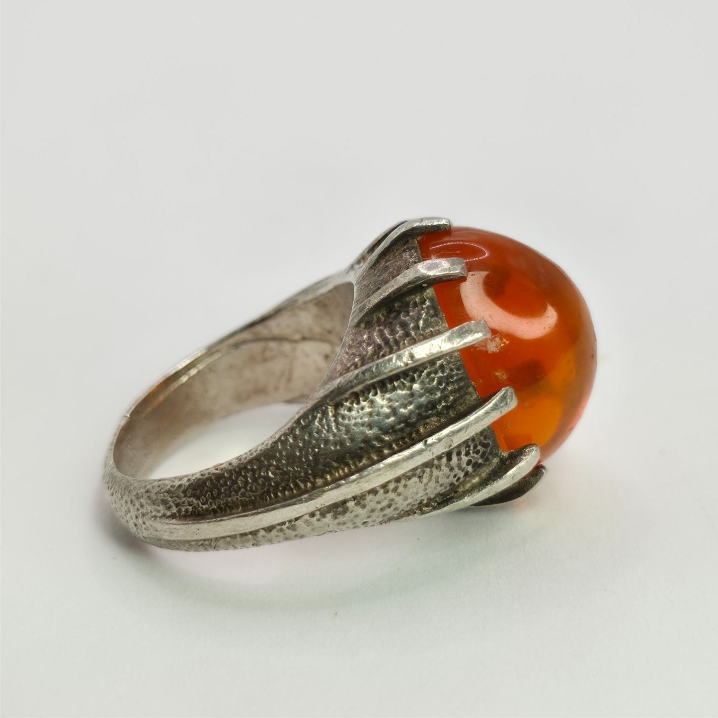 Vintage 925 Sterling Silver Carnelian Cocktail Ring Size 6 Gothic Jewelry