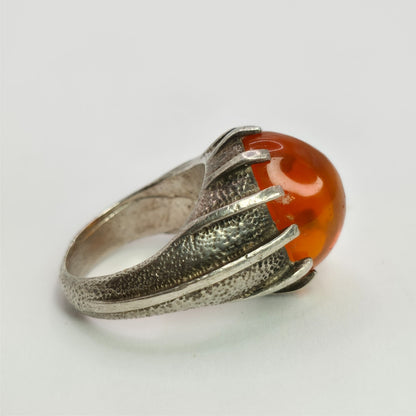 Vintage 925 Sterling Silver Carnelian Cocktail Ring Size 6 Gothic Jewelry