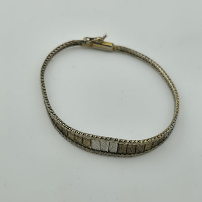 Sterling Silver Bracelet Two Tone Bracelet Panel Link 7" Vintage