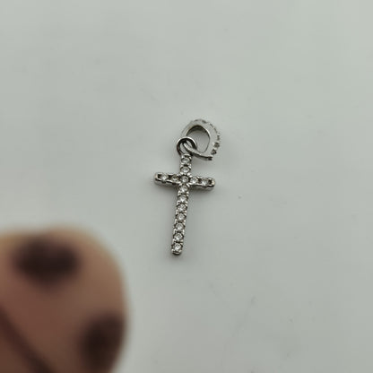 Sterling Silver 925 Cross Pendant CZ IBB CN Religious Charm Small