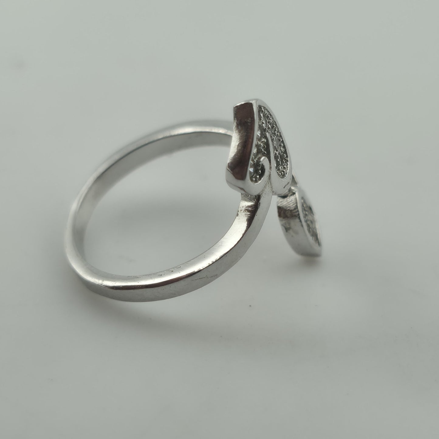 Sterling Silver 925 Double Heart Adjustable Ring Cubic Zirconia Jewelry