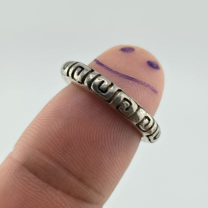 Vintage Mexico 925 Sterling Silver Greek Key Band Ring Size 5.5 6.2g