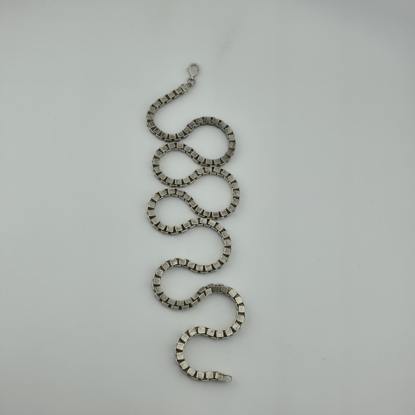 Sterling Silver 925 Box Chain Necklace 24” 4.4mm 65.4g Vintage Italy Patina