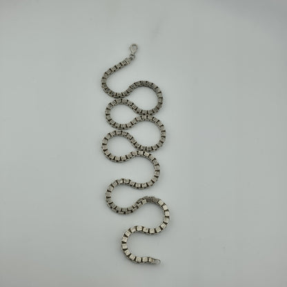 Sterling Silver 925 Box Chain Necklace 24” 4.4mm 65.4g Vintage Italy Patina