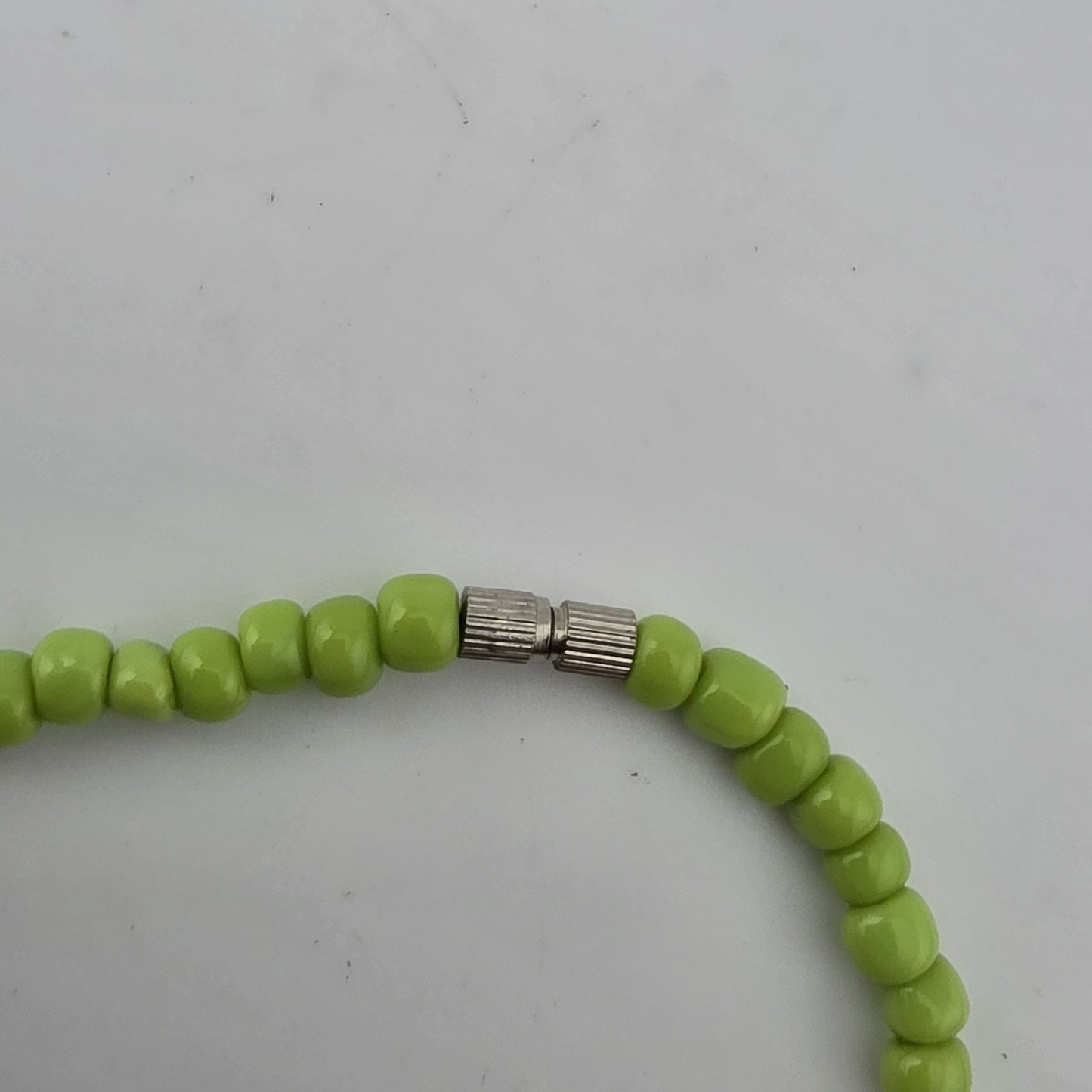 Lime Green Beaded Necklace w/ Wood Accent Beads Y2K Boho Cute Summer