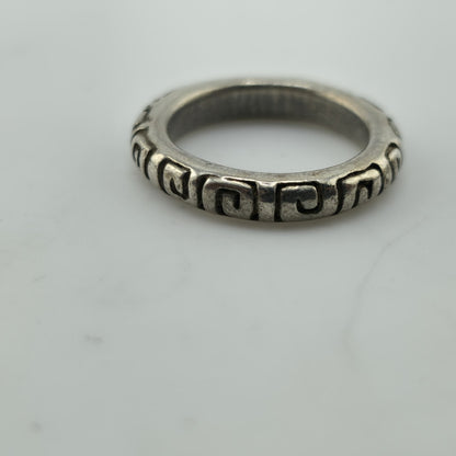 Vintage Mexico 925 Sterling Silver Greek Key Band Ring Size 5.5 6.2g