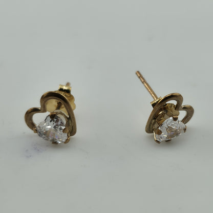 10k Yellow gold earrings JCM Heart Shaped Cz Valentines Dainty cute Jewelry