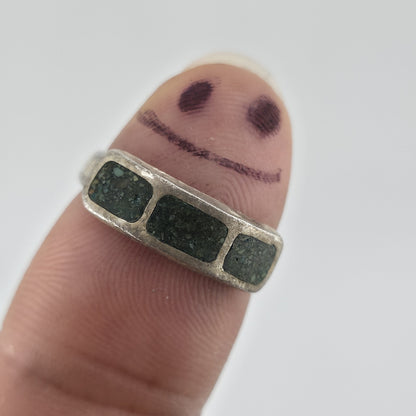 Vintage Sterling Silver Inlay Band Ring Size 7 Southwestern Modernist Geometric