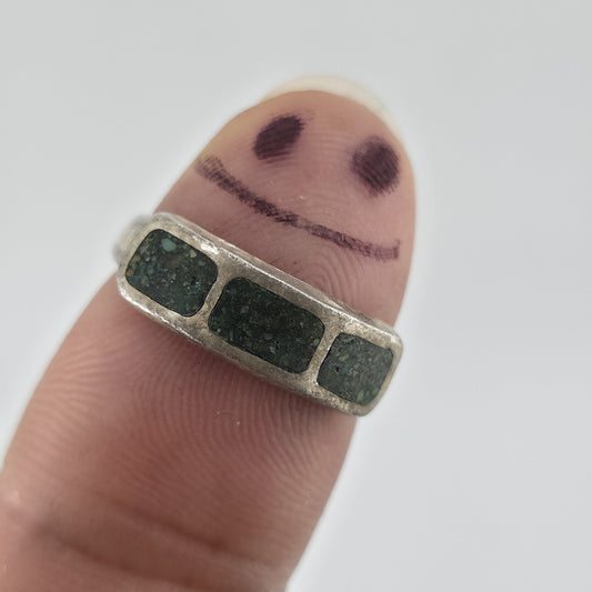 Vintage Sterling Silver Inlay Band Ring Size 7 Southwestern Modernist Geometric