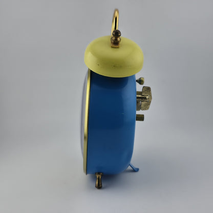 Smurf Double Bell Alarm Clock Bradley Time Blue Yellow Tested Runs Vintage