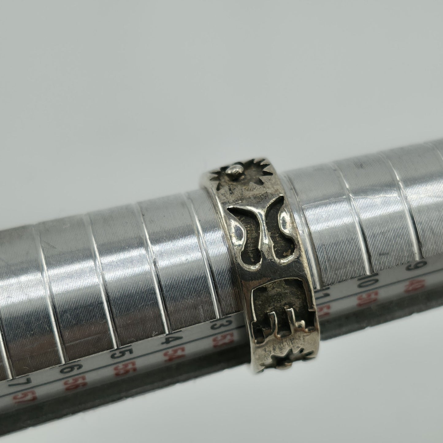 Vintage Sterling Silver 925 Native Style Story Ring Sz 6 Pictogram Band Abstract