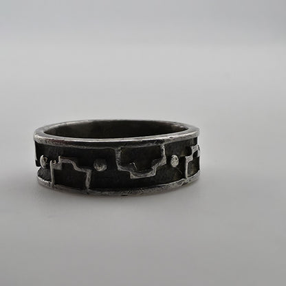 Vintage Sterling Silver Southwestern Band Ring Geometric Pattern Size 5 Jewelry