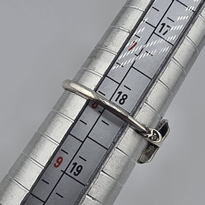 925 Sterling Silver Cross Ring Size 8 Clear Stones Dainty Religious Hearts Band