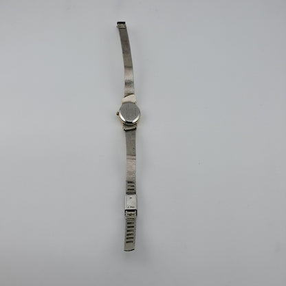 Vintage Elgin Diamond Quartz Ladies Watch Black Dial Two Tone Bracelet Working