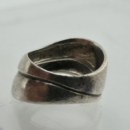 Vintage Sterling Silver Abstract Ring Size 7 Modernist Wide Band 925